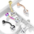 thumbnail image 2 of 14GA Prong Set 8mm Heart CZ 316L Surgical Steel Naval Belly Button Ring, 2 of 6