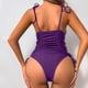 thumbnail image 4 of Trajes de baño de una pieza para mujer, traje de baño de bikini con tirantes y espalda descubierta de color liso para mujer, 4 of 5