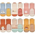 thumbnail image 6 of 6 Pairs Toddlers Non Slip Socks with Grippers Baby Girls Boys Anti Skid Crew Cotton Socks for Infants Kids Gifts Baby, 6 of 9