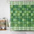 thumbnail image 3 of St. Patrick's Day Shower Curtain Set with Hooks, Four Leaf Clovers Plaid Pattern Waterproof Fabric Bathroom Curtains Decor Home Accessories,72 X 84 Inch Extra Long, 3 of 9