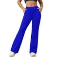 thumbnail image 2 of Women's Leggings High Waisted Bootcut Yoga Pants, Bell Bottom Leggings, Slim Fit Athletic Pants for Women,Blue,2XL, 2 of 7