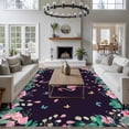 thumbnail image 3 of 6'x9' Area Rugs, Pink Flamingo Indoor Outdoor Area Rug for Living Room Bedroom, Green Summer Tropical Botanical Black Washable Bathroom Rugs Kitchen Floor Carpet Mats Home Decor Aesthetic, 3 of 8