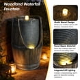 thumbnail image 6 of Nyddle 24.8 Inch Height Barrel Outdoor Water Fountain,Rustic Wood Look Resin Waterfall Fountain With LED Lights,Farmhouse Decor For Garden Patio Porch Yard,Brown & Gray, 6 of 9