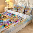 thumbnail image 3 of Homewish Nature Tree Zipper Full Size Comforter Sets With Fitted Sheet And 2 Pillowcases,Colorful Glass Zipper Bedding Set,Yellow Blue,Colorful Stars Reversible,4Pcs, 3 of 8