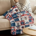 thumbnail image 3 of Independence Day Patriotic Blanket American Flag Star Stripes Throw Blankets Soft Warm Cozy Red White and Blue Gnome Blanket for Independence Day 4th July All Season 40" x 50", 3 of 5