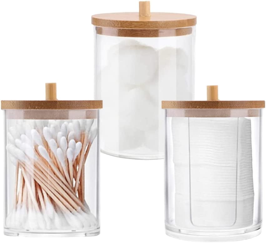 COTTON SWAB DISPENSER Pads Holder Apothecary Jar Storage Box Toothpick