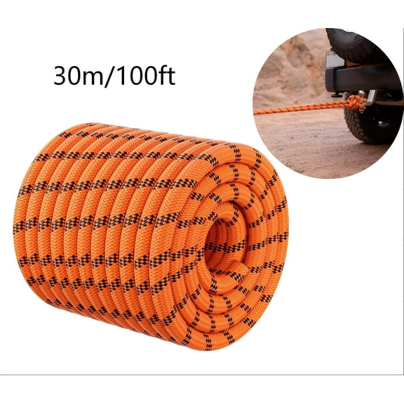 Double Braided Arborist Rigging Rope 100ft - 48 Strand Heavy Duty Polyester Bull Rope for Tree Work, Camping, and Outdoor Pulling, Orange