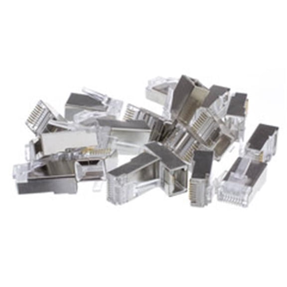 Shielded Cat5e RJ45 Crimp Connectors for Solid and Stranded Cable, 8P8C, 50 Pieces