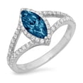 thumbnail image 7 of Halo Engagement Ring for Women - 1.2ct Natural London Blue Topaz in 14K White Gold Promise Ring, 7 of 7