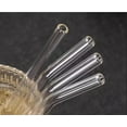 thumbnail image 3 of 12 reusable borosilicate glass straws and brushes, measuring 7 inches x 8 millimeters, including 10 elbows and 2 straw brushes. Reusable straw brushes for juice, coffee, and cocktails, 3 of 7