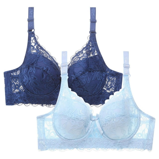 LOVZFMLL Bras for Women 2PC Women Leopard-Print Front Buckles Underwear No Steel Close Bra Blue 38B