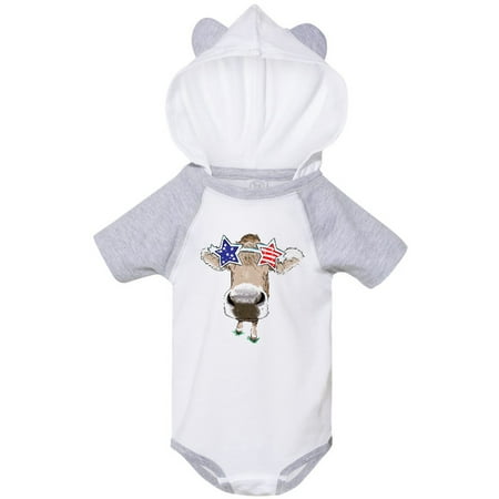 

Inktastic 4th of July Patriotic Cow in Shades Gift Baby Boy or Baby Girl Bodysuit