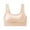 Beige, variant on Women’s Ribbed Knit Wireless Crop Top Bra, Nylon Spandex Stretch Soft Padded Cups, Wide Shoulder Straps Scoop Neck Light Support Loungewear Yoga Everyday Bralette