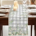 thumbnail image 3 of Table Runners 72 Inches Long Dress Scarves, Watercolor Floral Farmhouse Kitchen Table Runner, Coffee Tablerunners, Spring Flowers Leaves Plants Gray Plaid 18x72 Inch, 3 of 9