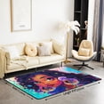 thumbnail image 2 of Black Area Rug Afro 5x7 Rug ,American African Princess Magical Carpet Teenager,Ocean Jellyfish Kawaii Non Slip Decorative Rug For Bedside, 2 of 6