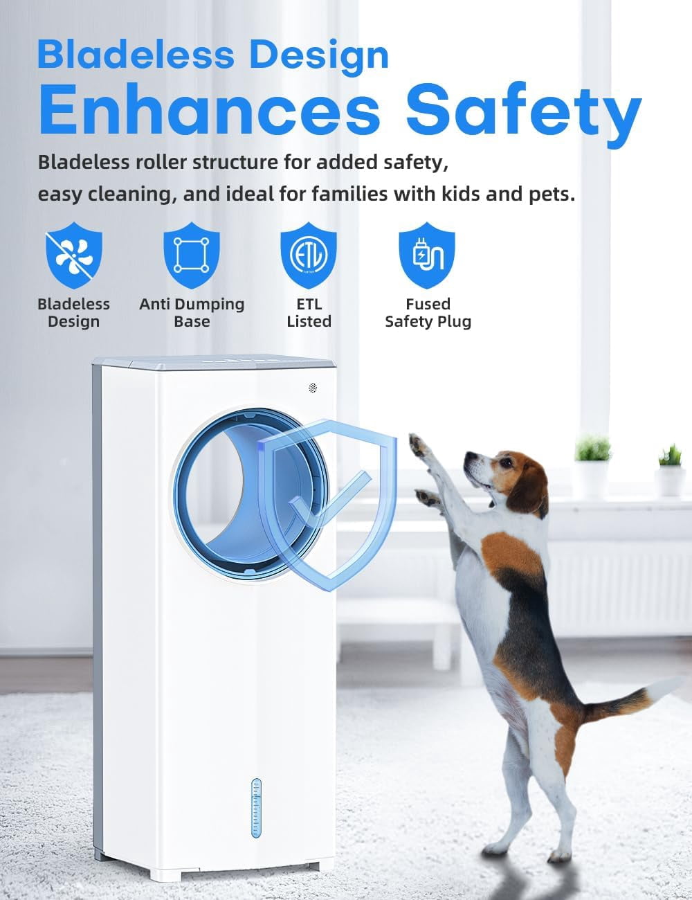 Windowless Portable Air Conditioner, 27" Bladeless Evaporative Air Cooler, Dual Tanks for 24H Cooling, 4 Modes & 3 Speeds, 25FT Remote&Timer, 360° Swing Swamp Cooler Air Cooler Indoor