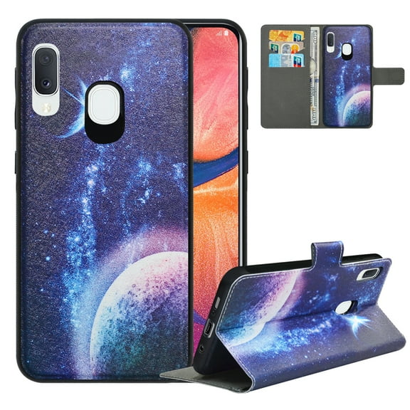 Labanema Samsung Galaxy A20e 2019 Case with Kickstand, 2 in 1 Detachable Magnetic Protective Folio Flip Cover for Samsung Galaxy A20e 2019 (Planet)