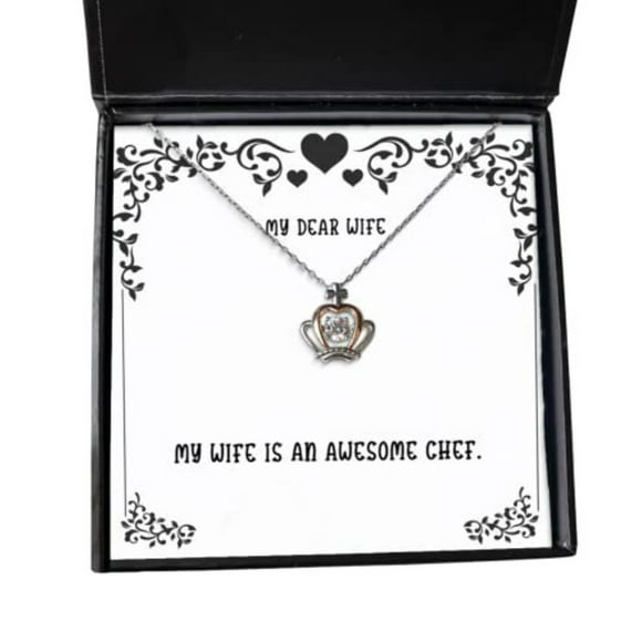 Nice Wife Crown Pendant Necklace, My Wife is an Awesome Chef, Unique Idea for, Christmas