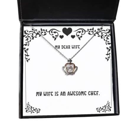 Nice Wife Crown Pendant Necklace, My Wife is an Awesome Chef, Unique Idea for, Christmas