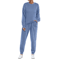 thumbnail image 2 of Fantaslook Two Piece Sets for Women Crewneck Long Sleeve Ribbed Sweatsuits Pullover Lounge Set with Pockets Casual Tracksuit Fall Outfits, 2 of 7