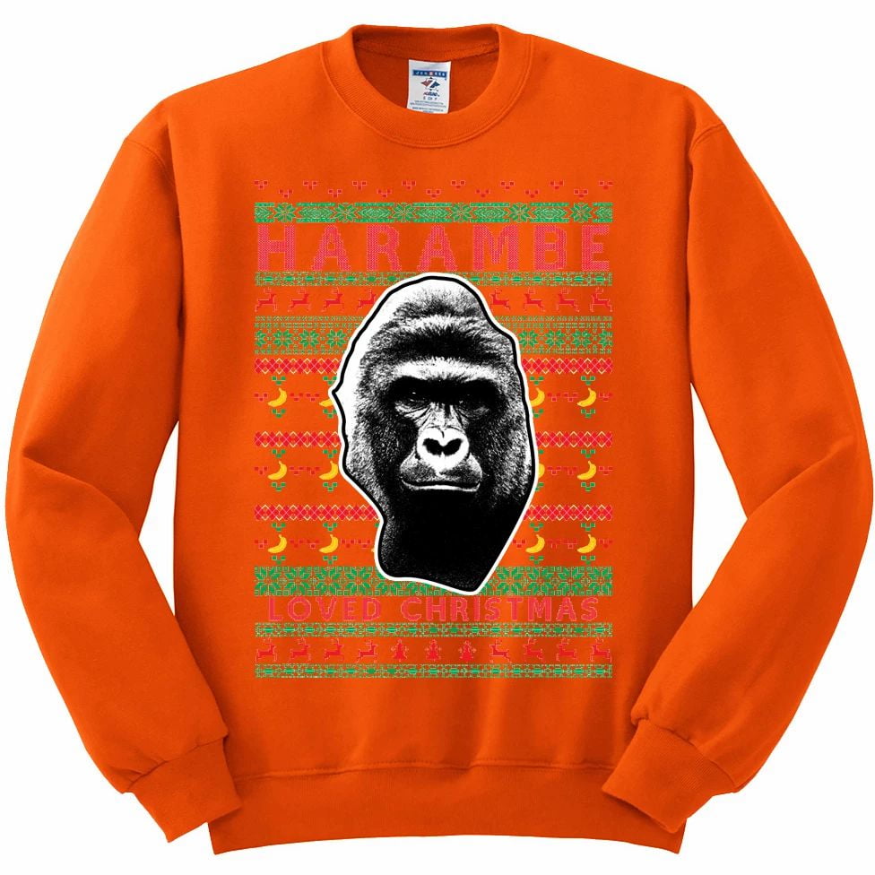 Harambe Loved Christmas Ugly Christmas Sweater Gorilla Animal Funny Sweatshirt