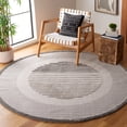 thumbnail image 2 of SAFAVIEH Urban Merrick High Low Double Circle Striped with Fringe Area Rug, Grey/Light Grey, 6'7" x 6'7" Round, 2 of 8