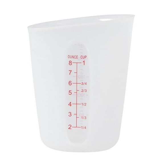 BESTOYARD Silicone Measuring Beaker White Liquid Container with Visible Graduations for Precise Baking