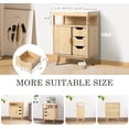 thumbnail image 7 of Grepatio Bathroom Floor Cabinet, Fluted Storage Cabinet with Sliding Door & 3 Drawers, Freestanding Cabinets Organizer Storage w/Adjustable Shelf, Faux Marble Top for Bathroom, Kitchen (Natural), 7 of 7
