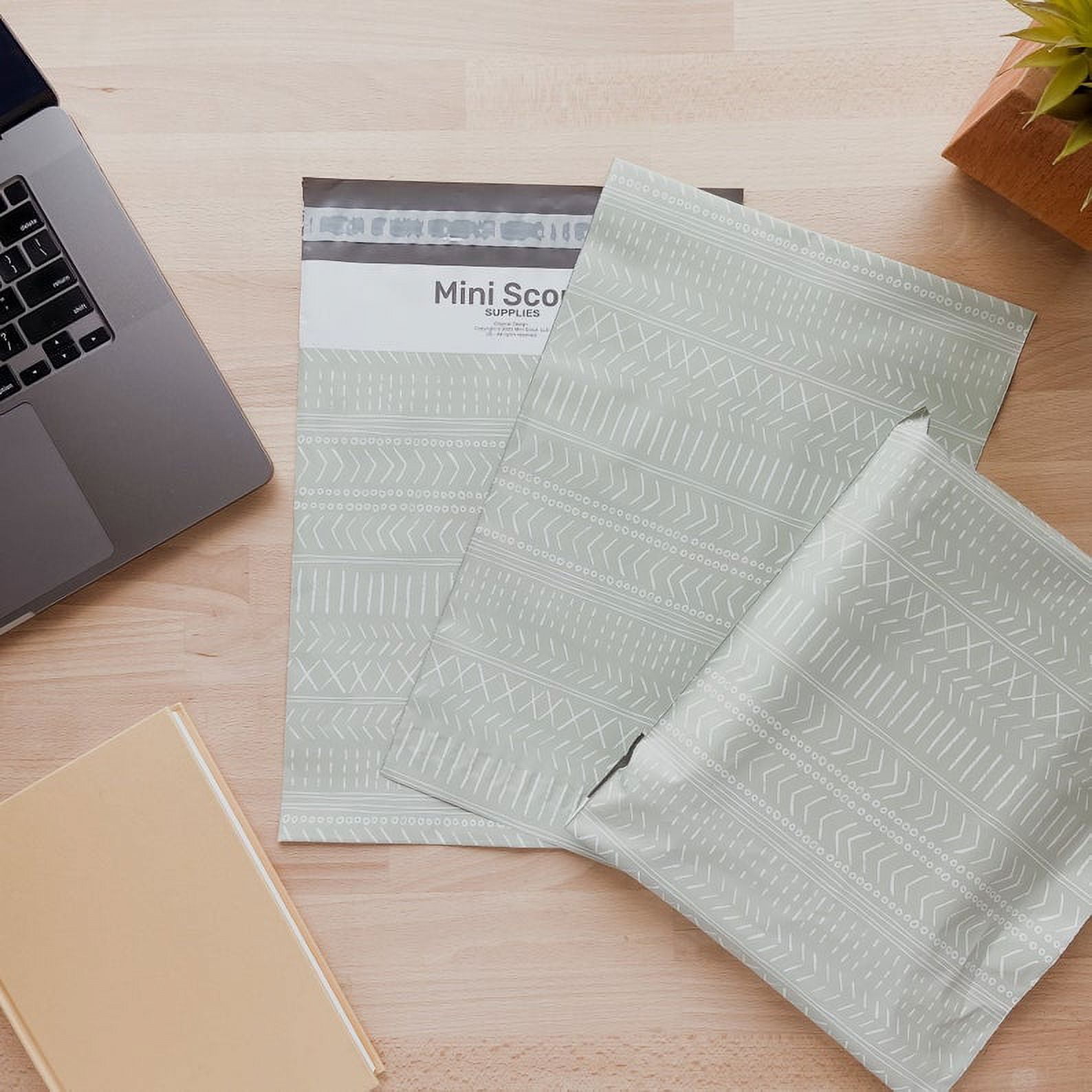 Poly Mailers Shipping Bags Packaging For Small Business – Geo Boho Pastel Green (12x15.5) Mailing Plastic Envelopes | Pack of 200