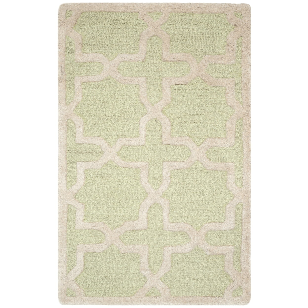 SAFAVIEH Cambridge Liz Geometric Wool Area Rug, Light Green/Ivory, 6' x 9'