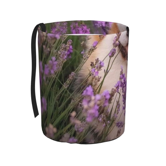 Kdxio Dog in Lavender Flowers Car Trash Can Garbage Car Accessories Trash Can Car Waste Bin for for Driver and Passenger Any Vehicle
