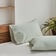 thumbnail image 5 of Simple&Opulence Linen Sheet Set-Linen Cotton Blend Bedding set-4 Pieces(1 Flat Sheet,1 Fitted Sheet&2Pillowcase)-Soild Color Collection,Soft & Cozy,Cooling Bedding- King Size, Mint Green, 5 of 9