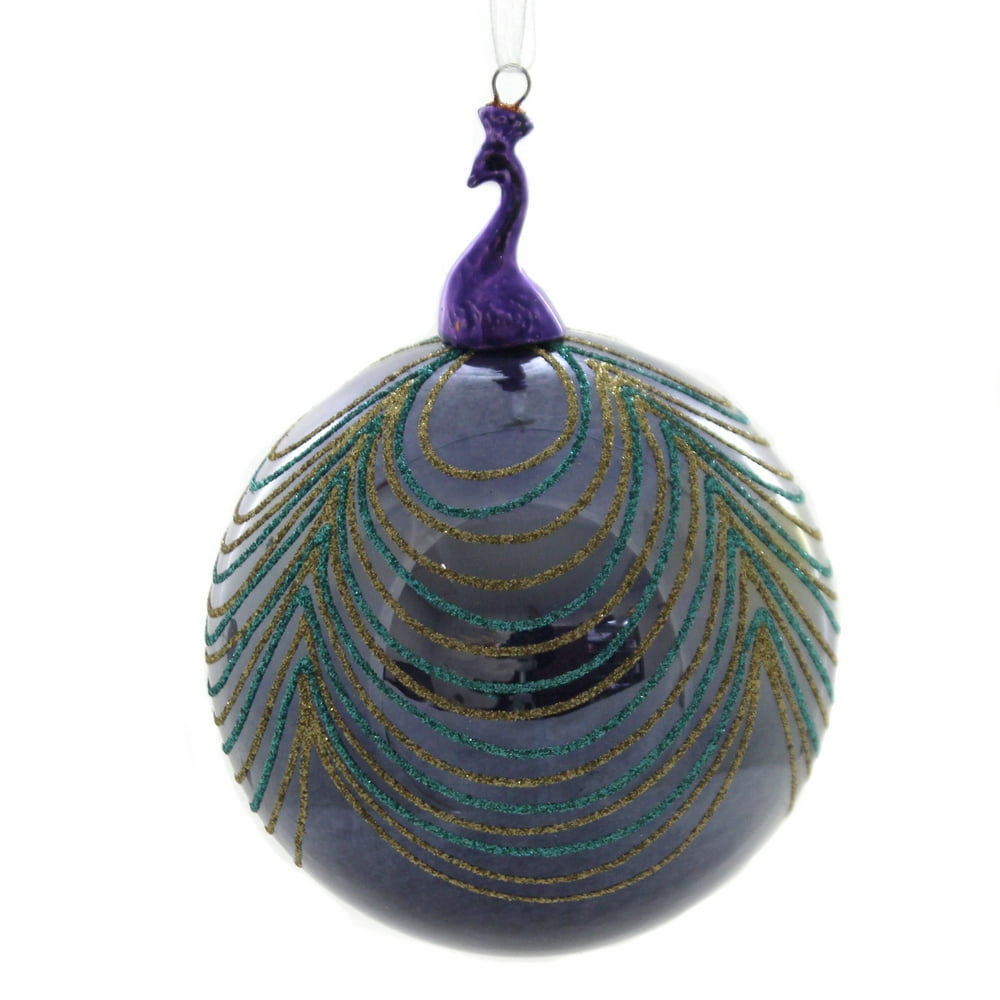 Holiday Ornaments PEACOCK BALL Glass Christmas Bird Go4729 Walmart