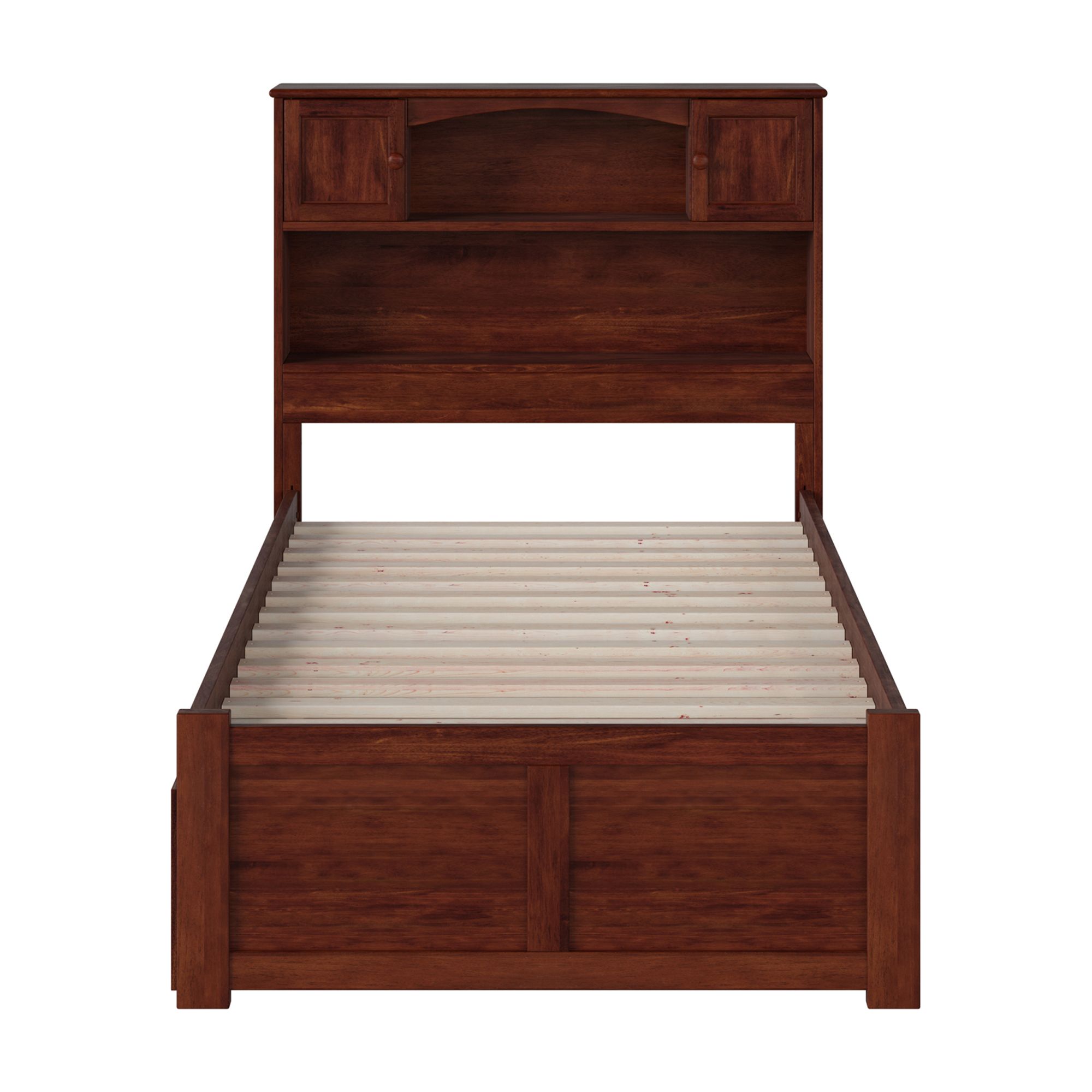 AFI Newport Twin Solid Wood Platform Bed with Footboard & 2 Storage Drawers, Walnut
