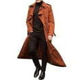thumbnail image 4 of Domuza Mens Long Trench Coat, Double Breasted Lapel Jacket, Waterproof Windbreaker Overcoat for All-Weather Use, 4 of 7