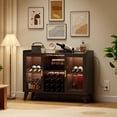thumbnail image 2 of Farmhouse Wine Bar Cabinet with LED Lights, Home Coffee Bar Cabinet with Wine Racks and Glass Holders, Modern Buffet Sideboard with Acrylic Doors and Drawer for Dining Room, Bar, Living Room, Black, 2 of 6