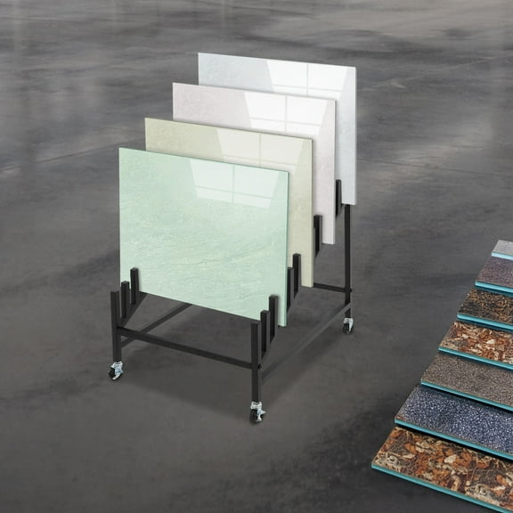 Tile Display Rack,Tile Display Stand with Wheels, Sample Storage Rack,Black