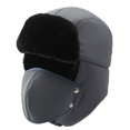 thumbnail image 1 of Sombrero unisex de protección para el oído de invierno, gorro de piel sintética para hombre, gorro de piel sintética con solapa para el oído, máscara a prueba de viento, gorro de caza de nieve fría # Feliz Sencillez, 1 of 5