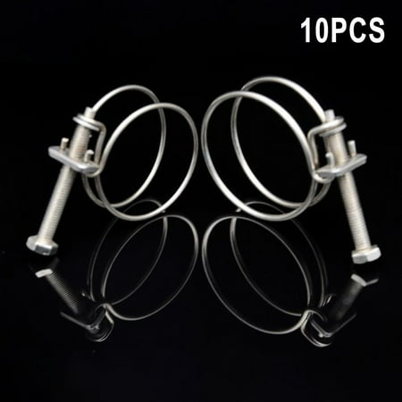 

10PCS Double Wire Hose Clips - Stainless Steel Pond Pipe Koi Fish Fitting Pump
