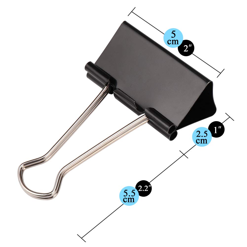 H&S Jumbo Foldback Clips - Pack of 10 - Black Binder Office Clips for Paper & Pictures - image 3 of 5