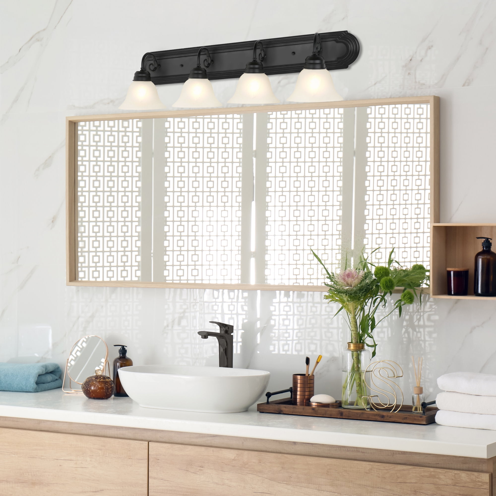 Design House Millbridge 4-Light Dimmable Wall or Vanity Light, Matte Black