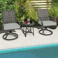 thumbnail image 2 of Costway 3 PCS Patio Swivel Chair Set Coffee Table Wicker Cushioned Seat Balcony Porch, 2 of 9