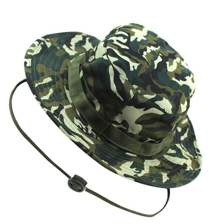 WHAMVOX Fashion Unisex Adult Outdoor Sports Wide Brim Boonie Hat Fishing Hat - Free Size (Field Camouflage)