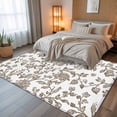 thumbnail image 5 of 5x7 Area Rugs, Brown Flower Non-Skid Rubber Backing Large Rectangle Rugs - Living Room Bedroom Home Office, Vintage Farmhouse Boho Leaf Spring Plant Indoor Floor Mat Carpets Washable Rug, 5 of 9