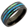 thumbnail image 2 of Metals Jewelry Men's/Women's Stainless Steel Black Plated Comfort Fit Wedding Band 8mm Men's / Women's Faux Opal with Abalone On Each Side Inlay Ring Size 9, 2 of 4