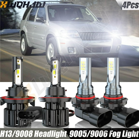 For Mercury Mariner 2009-2011 9008 LED Headlight Hi/Lo   9145 Fog Light Pack of 4 Combo Kit