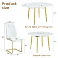 thumbnail image 6 of NYEESS 7-Piece Extendable Dining Table Set, 42"-54" Round to Oval White Faux Marble-Textured MDF Top & Gold Metal Legs, Modern Kitchen Set with 6 White PU Chairs, 6 of 12