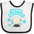 thumbnail image 3 of Inktastic Jesus Loves Me Cute Lamb and Stars Boys or Girls Baby Bib, 3 of 4