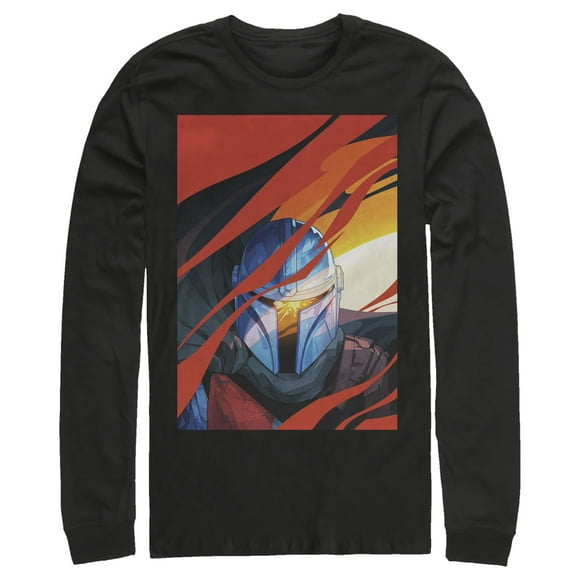 Men's Star Wars The Mandalorian Surreal Journey  Long Sleeve Shirt - Black - X Large