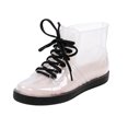 thumbnail image 2 of EKVAHL Women's Lace Up Ankle Rain Boots, Transparent Waterproof Rubber Lightweight Slip Resistant Booties, Clear Summer Outdoor Walking Water Shoes Black, 2 of 3